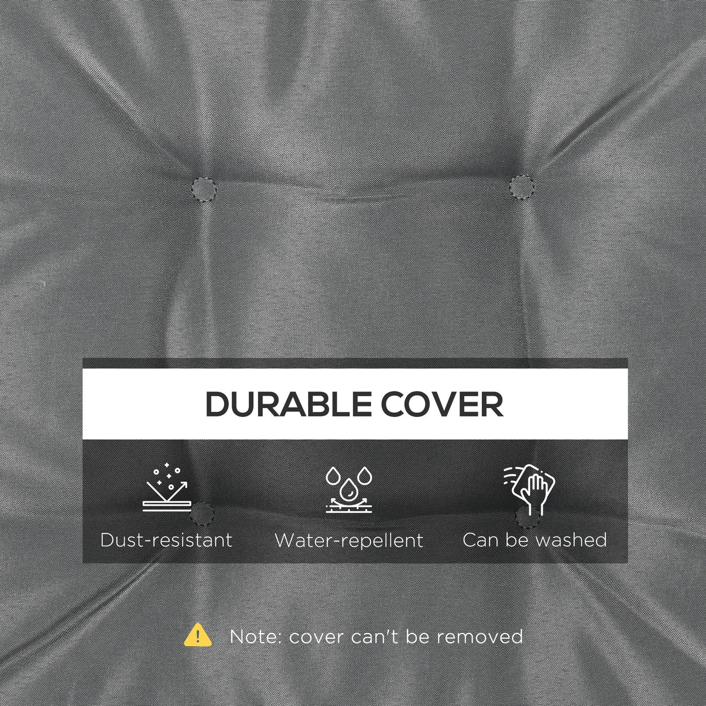 Set of 4 Garden Seat Cushion with Ties, 42 x 42cm Replacement Dining Chair Seat Pad, Grey