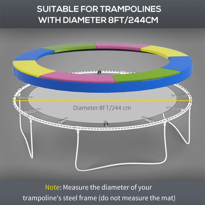 8FT Trampoline Spring Cover, Plastic Trampoline Pad Replacement with Elastic Cord, Waterproof