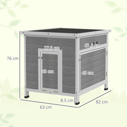 Wooden Duck House with Ramp, Double Doors, Openable Asphalt Roof, Ventilation Holes, Removable Base, Light Grey