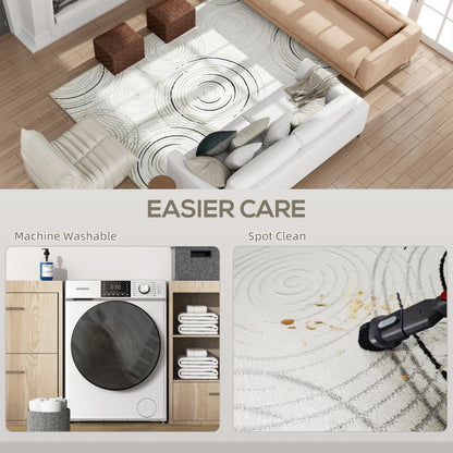 Modern Area Rug, Swirl Pattern Machine Washable Rug, Allergy-Friendly Floor Carpet for Living Room, Bedroom, Dining Room