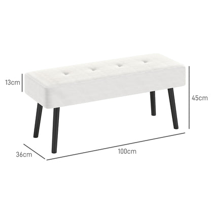 End of Bed Bench, Corduroy Bedroom Bench with Thick Padding and Steel Legs, Tufted Window Seat for Entryway, Living Room