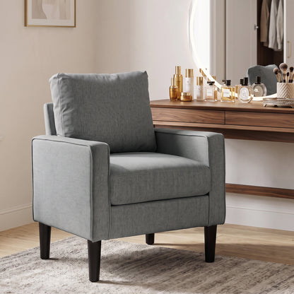 Accent Chair, Removable Pillow Linen Armchair with Comfy Spring Cushion for Living Room, Bedroom, Study, Dark Grey