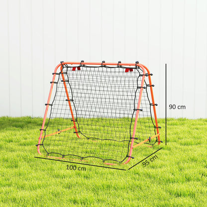Double Sided Football Rebounder Net, Football Rebound Goal with Five Adjustable Angles, Orange