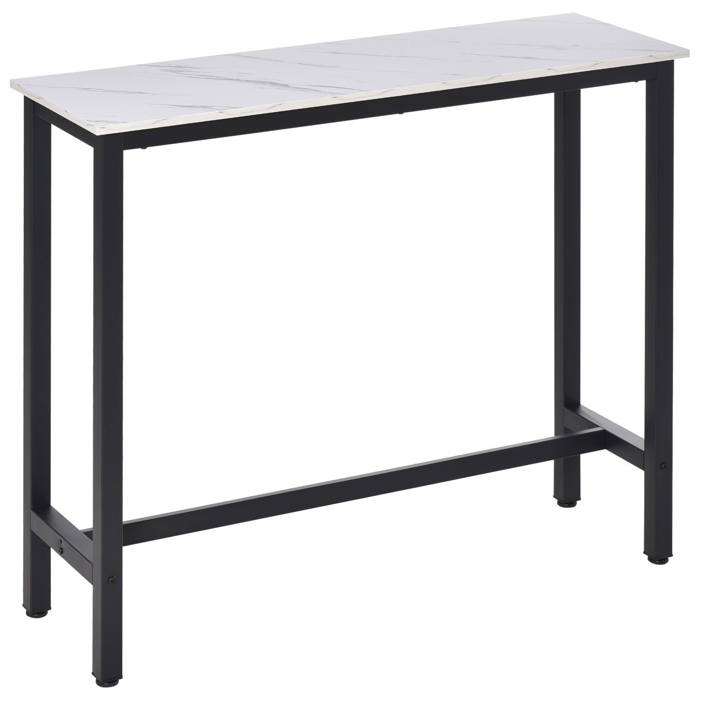 Rectangular Bar Table, Wood Effect Coffee Table for Small Space, Breakfast Dining, Kitchen, Industrial, White & Black
