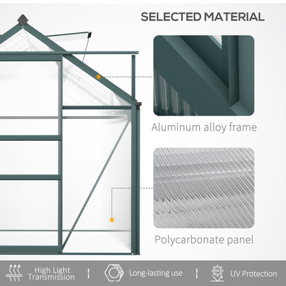 6 x 10ft Polycarbonate Greenhouse, Large Walk-In Green House with Slide Door and Window