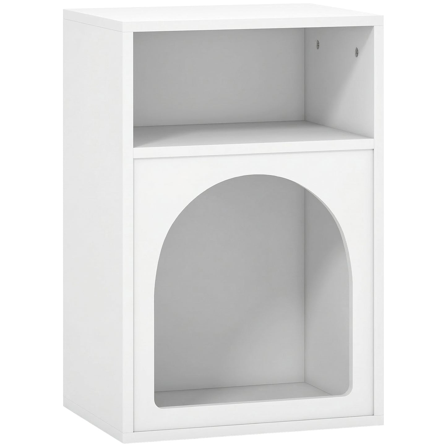 Bedside Table with 2 Open Compartments - White