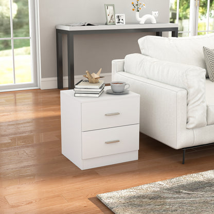 Modern Bedside Table, Beside Cabinet with 2 Drawers, for Bedroom, Living Room, White