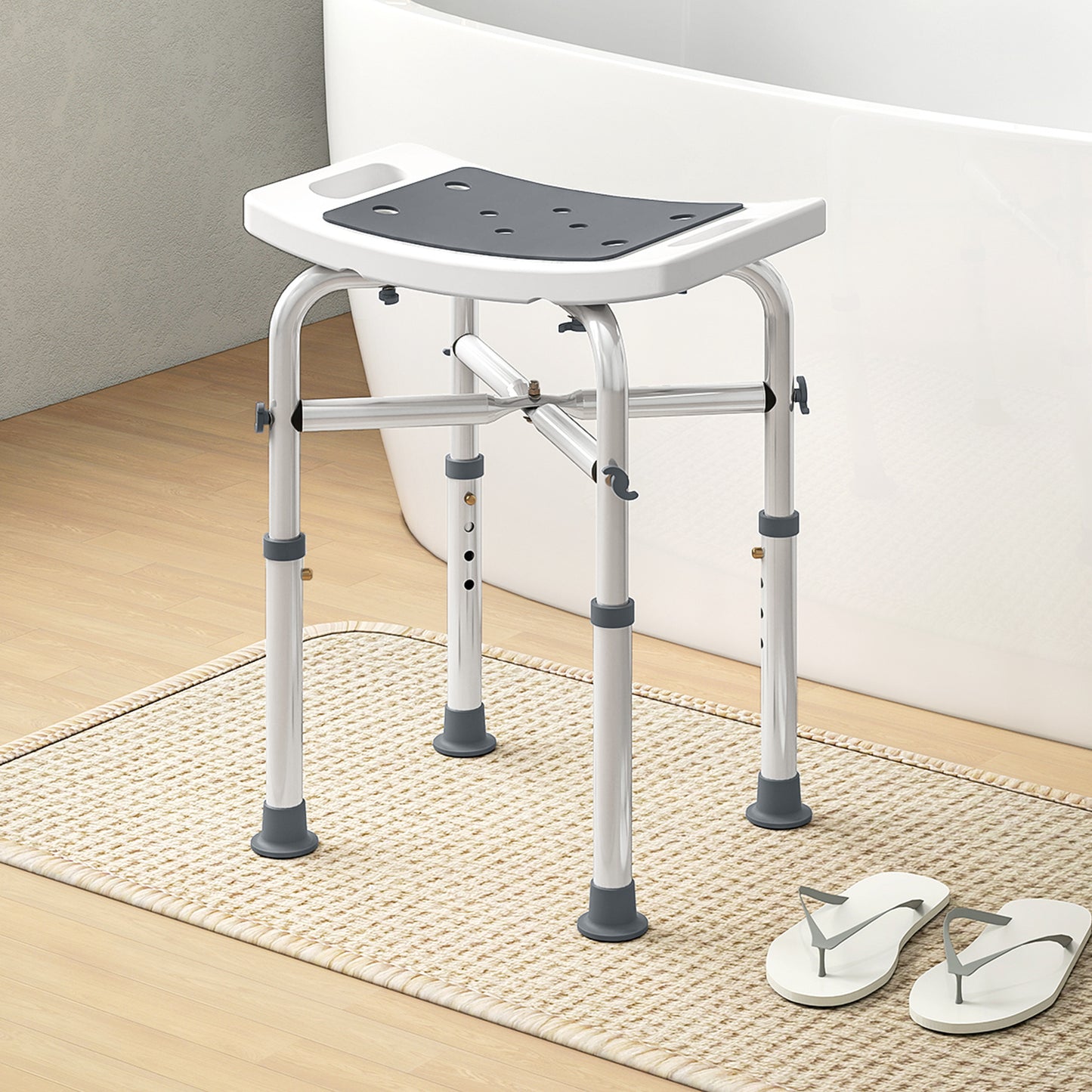 44-51.5cm Aluminium Frame Shower/Bath Stool - Grey