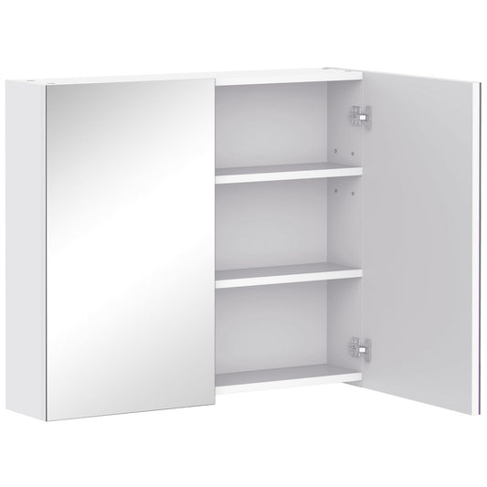 Bathroom Mirror Cabinet, 3-Tier Wall Mount Bathroom Storage Cabinet with Soft-Close Hinges and Adjustable Shelf