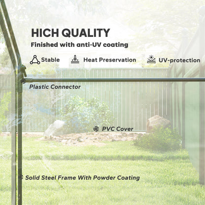 Walk In Tomato Greenhouse Garden Outdoor Mini Greenhouse Flower Planter Steel Frame with Zipped Door & Window, PVC Cover