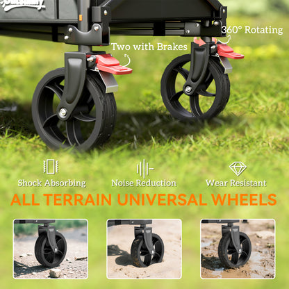 Festival Trolley on Wheels, 150L Folding Camping Trolley Cart with Openable Sides