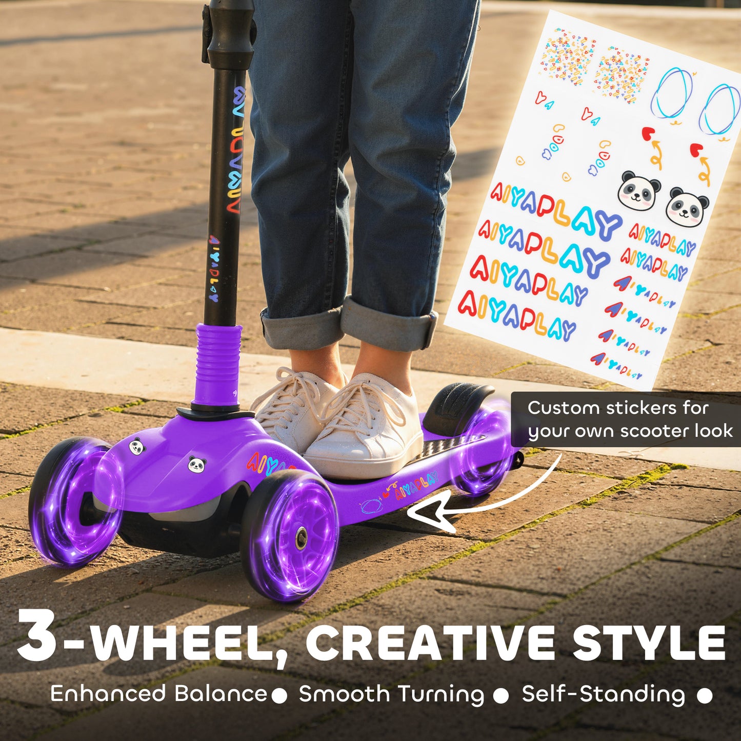Three-Wheel Foldable Electric Scooter for Kids Aged 6-10 Years, Purple