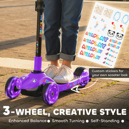 Three-Wheel Foldable Electric Scooter for Kids Aged 6-10 Years, Purple