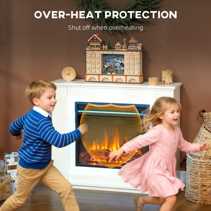 2000W 6824 BTU Faux Flame Fireplace - White