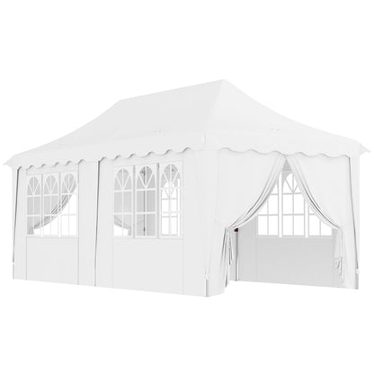 3 x 6m Pop Up Gazebo with Sides, UPF50+ Height Adjustable Marquee Party Tent, Wedding Canopy, Instant Event Shelter
