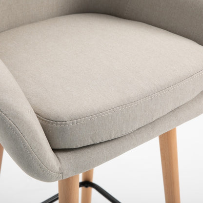 Set of 2 Bar Stools Modern Upholstered Seat Bar Chairs with Metal Frame