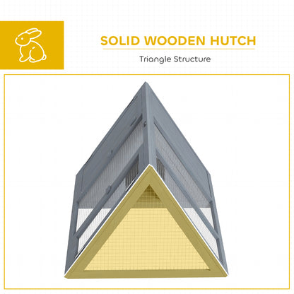 Rabbit Hutch, Wooden Guinea Pig Hutch with Run and Doors, Outdoor Triangle Bunny House for Rabbits,Duck and Chicken