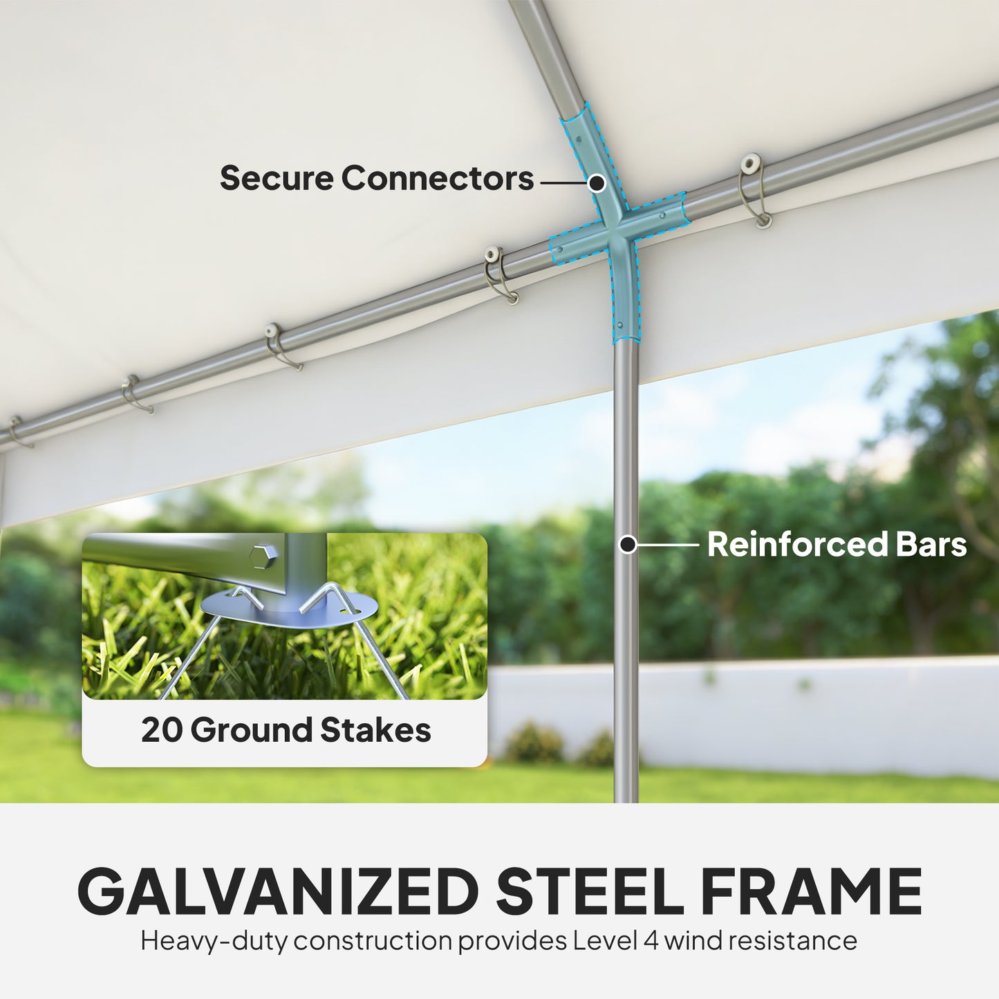6 x 4 m Party Tent, Heavy Duty Gazebo Canopy with Windows, Outdoor Party Wedding Tent with 4 Removable Sidewalls