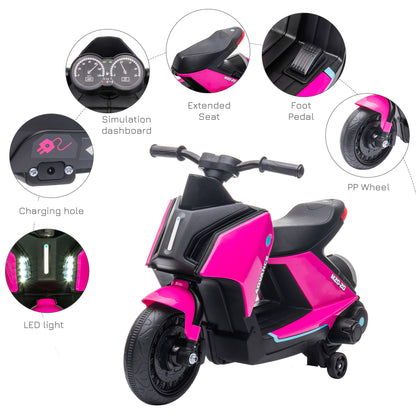 6V Kids Electric Motorbike Ride On Toy w/ Music LED Lights Training Wheels for Girls Boy 2-4 Years Pink