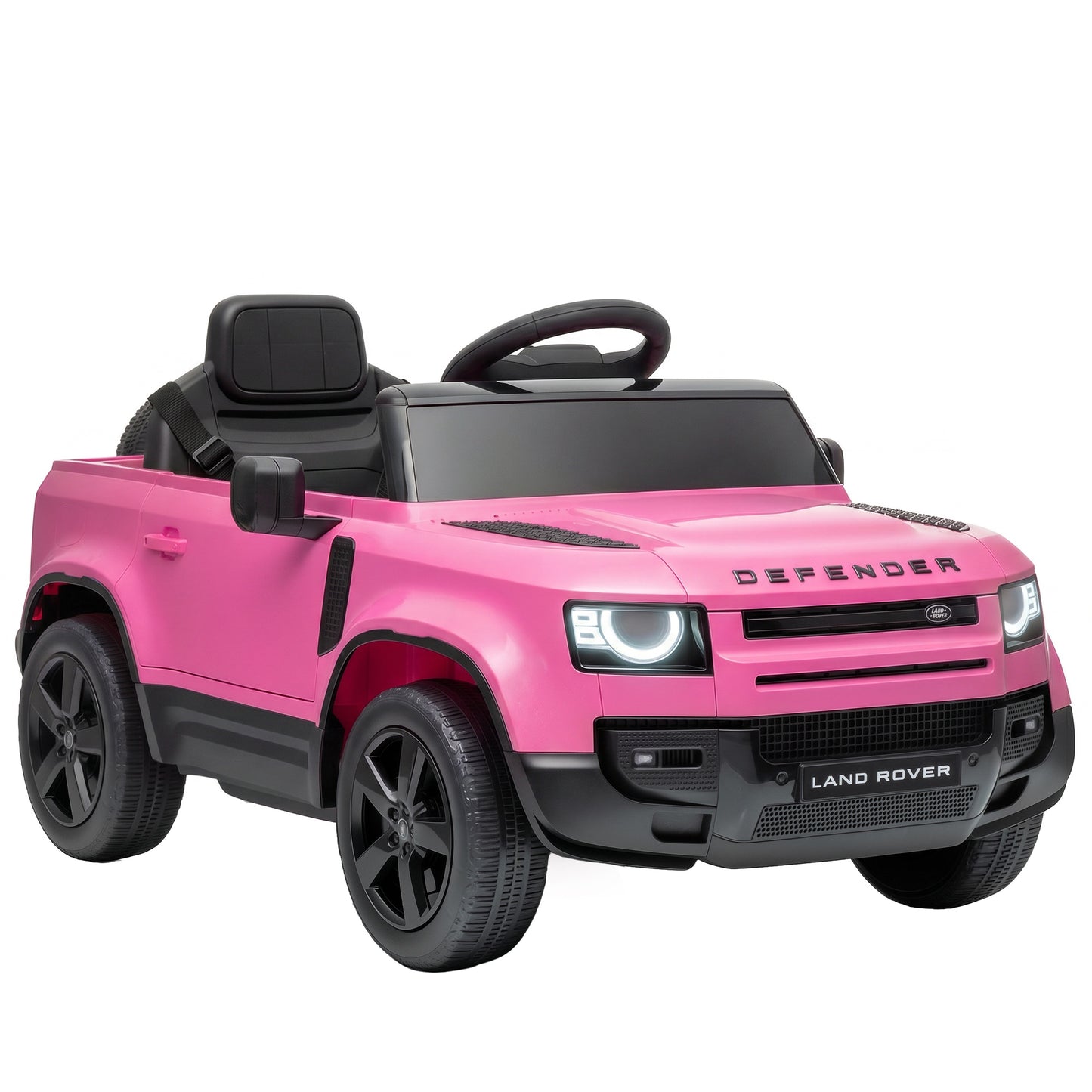 Land Rover Licensed 12V Kids Ride on Car with Remote, Suspension, Slow Start, 3 Speeds, Lights, Music, Horn, Pink
