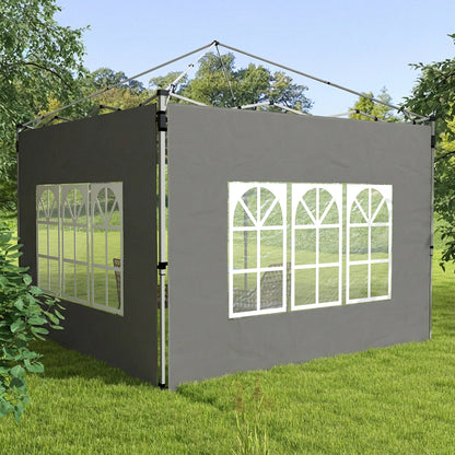Gazebo Side Panels, Sides Replacement with Window for 3x3(m) or 3x4m Pop Up Gazebo, 2 Pack, Dark Grey