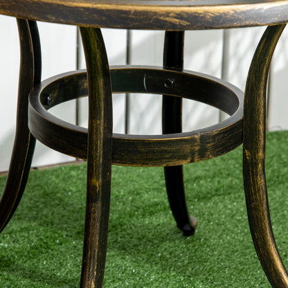 Outdoor Garden Table, Cast Aluminium Patio End Table with Anti-slip Foot Pads for Garden, Patio, Balcony, 60 x 60 cm