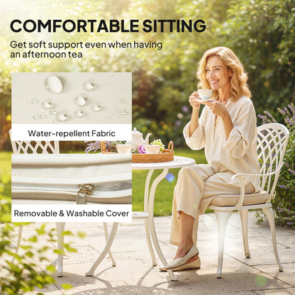 Three-Piece Cast Aluminium Bistro Set - White