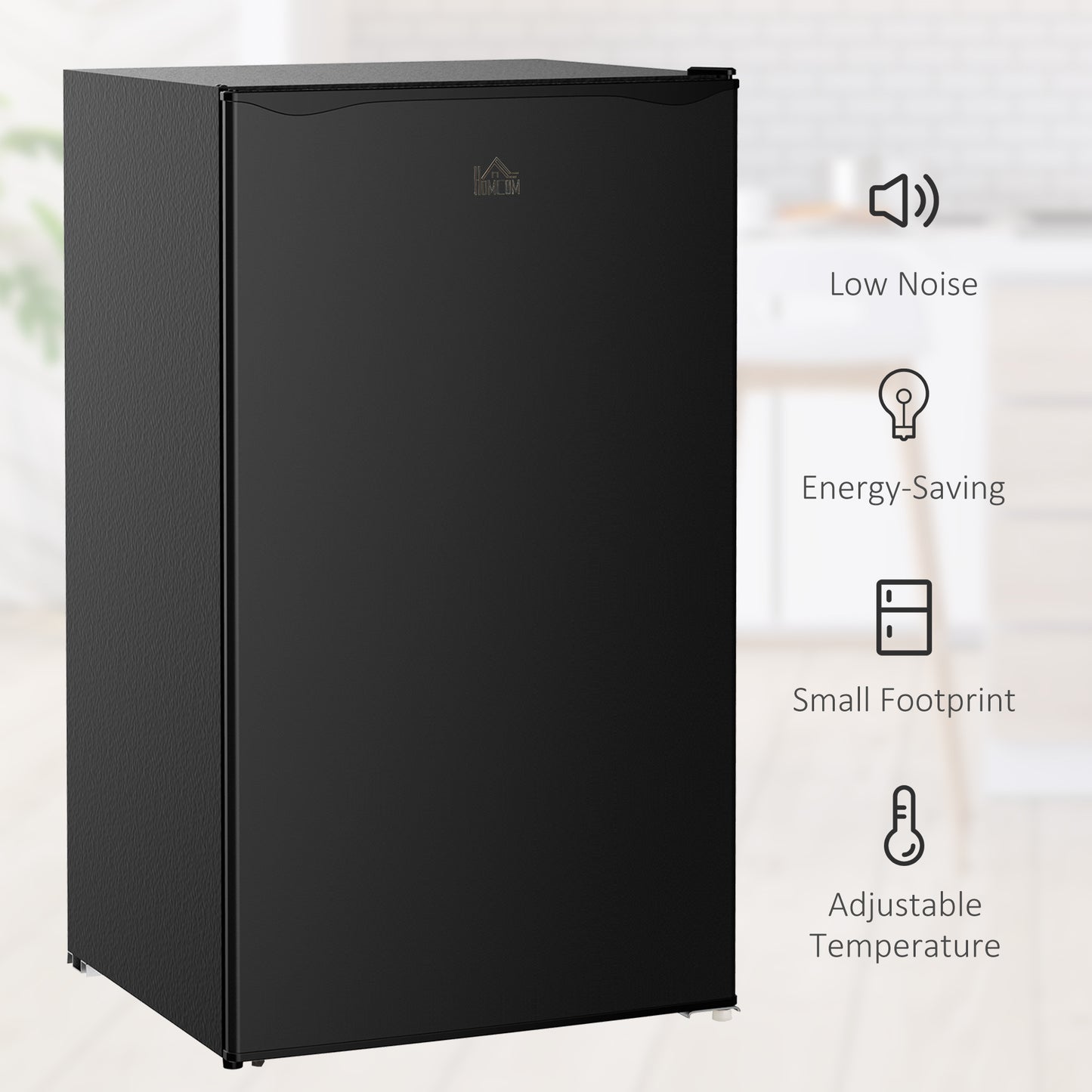 Under Counter Fridge, 91L Small Fridge with Chiller Box, Removable Shelf, Reversible Door, Adjustable Legs