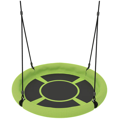 100cm Diameter Nest Seat for Kids with Height Adjustable Hanging Ropes for Outdoor, Playground, Garden, Green
