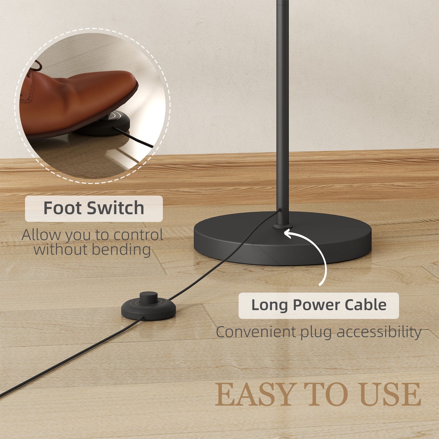 LED Floor Lamp with Remote Control - Black