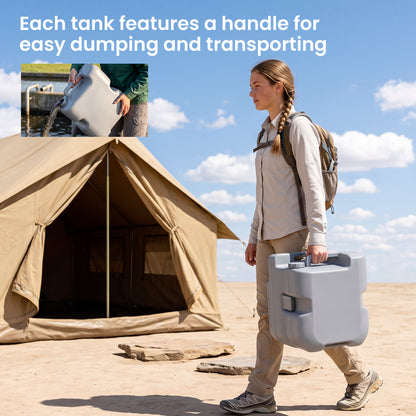 Portable Camping Toilet, 20L Flushable Porta Potty Portaloo with 2 Detachable Tanks