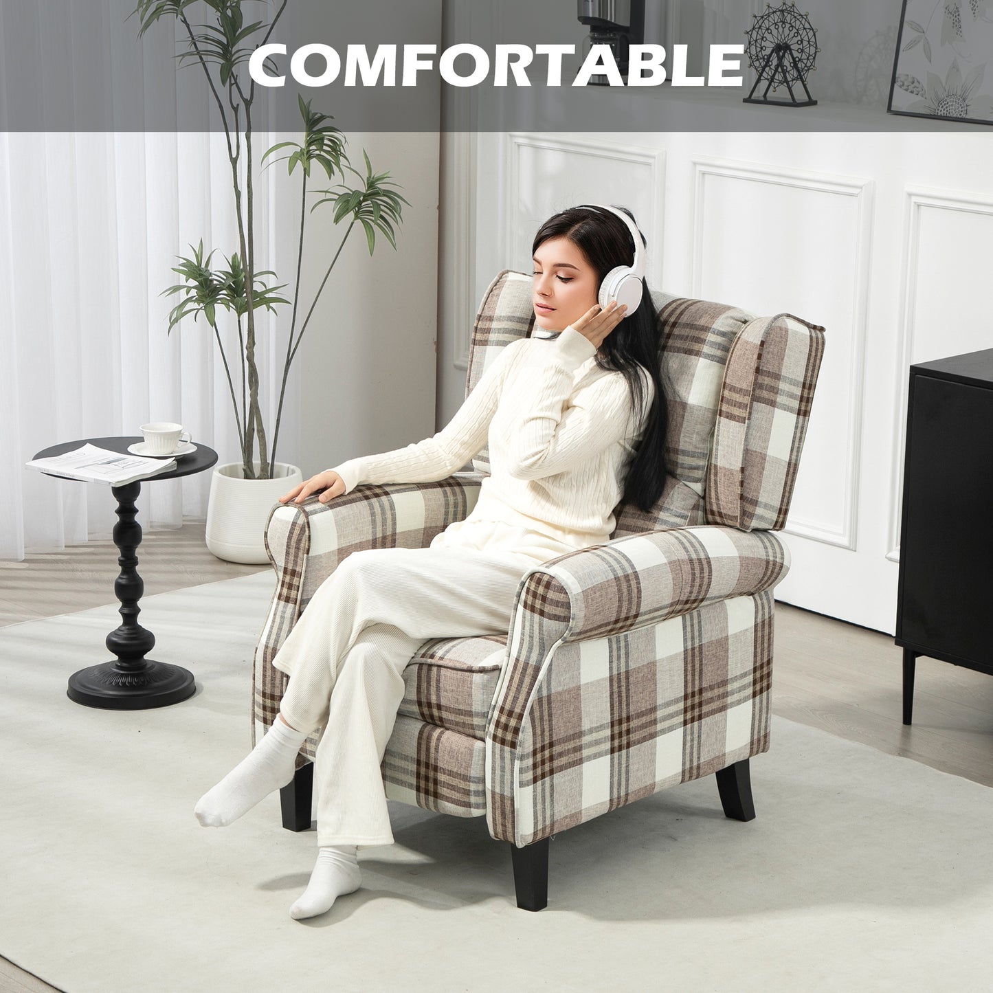 160° Reclining Armchair, with Footrest - Brown