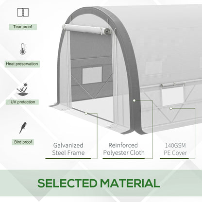 6x3m Polytunnel Greenhouse for Seedlings & Plants Upgraded Structure Mesh Door Windows, White