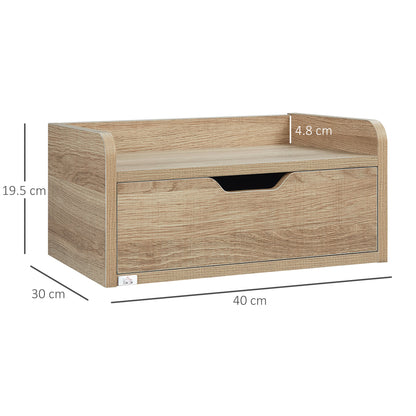 Floating Nightstands Set of 2, Wall Mounted Bedside Table with Drawer for Bedroom, Natural