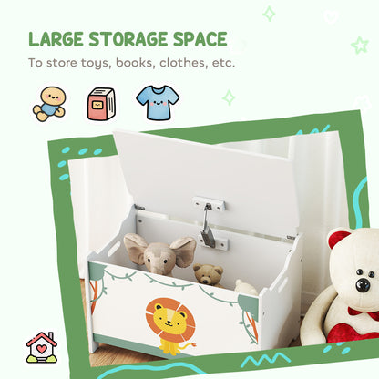Toy Box with Lid, Safety Hinges and Groove Handles, Toy Storage organiser for Kids, Living Room, Playroom, Green
