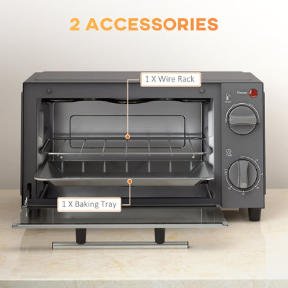 Mini Oven, 9L Countertop Electric Grill, Toaster Oven with Adjustable Temperature, Timer