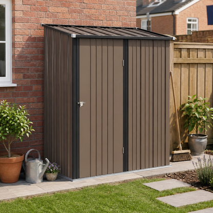 5.3 x 3.1ft Corrugated Steel Garden Shed - Brown