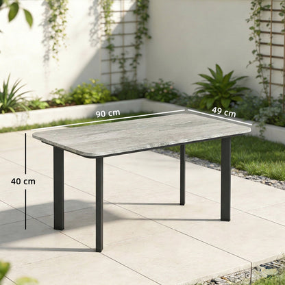 Outdoor Garden Coffee Table, Garden Table with Slatted Wood Plastic Composite Top and Metal Frame, Grey