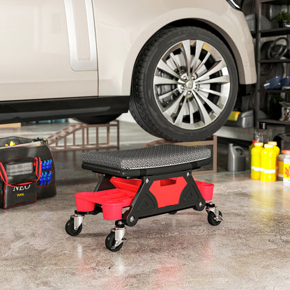 Rolling Mechanic Stool, 135kg Capacity Workshop Stool, 360° Swivel Roller Padded Creeper Seat with Wheels