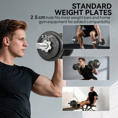 2-in-1 Adjustable Dumbbells Set, 20kg Cast Iron Weights Dumbbells Set with Non-Slip Grip for Strength Training