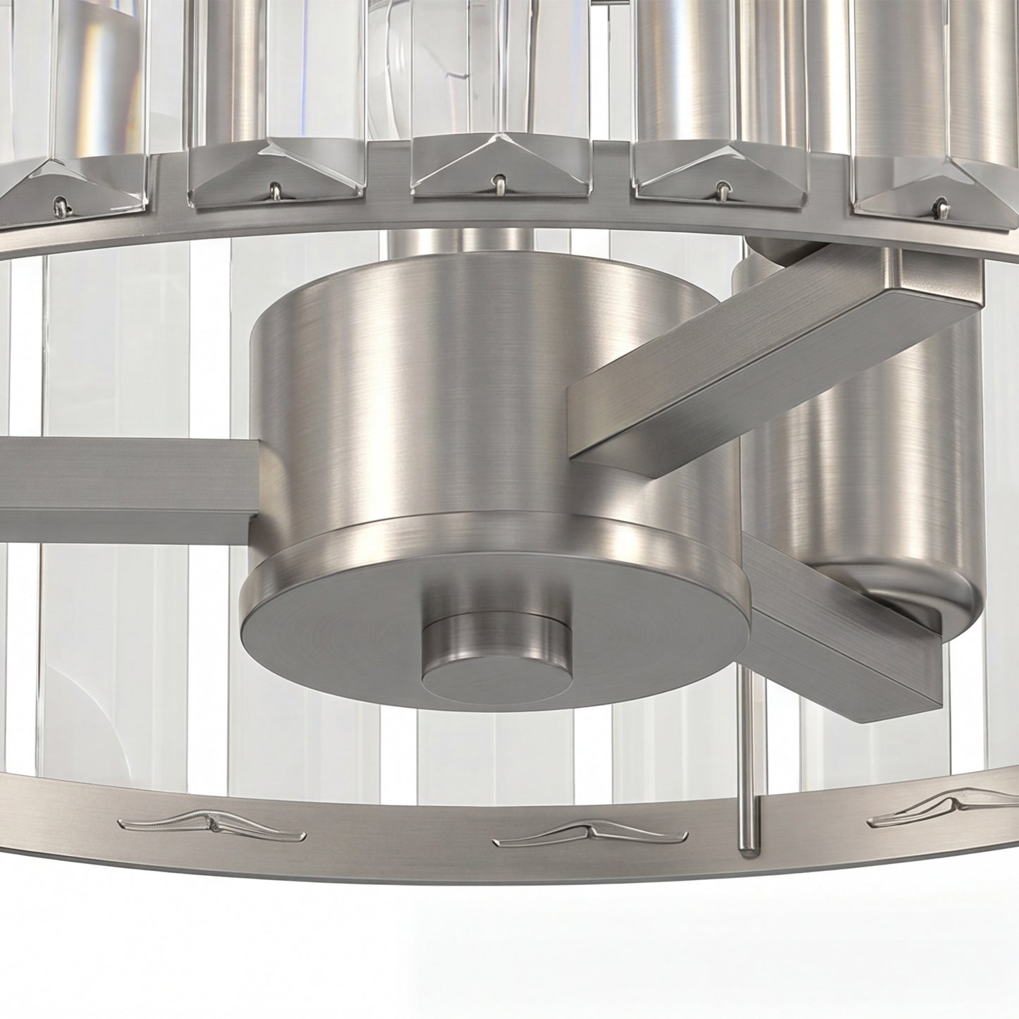 Semi Flush Mount Modern Crystal Chandelier Ceiling Light, Crystal Ceiling Light Fixture with E14 Base, Silver Tone