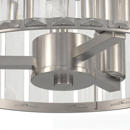 Semi Flush Mount Modern Crystal Chandelier Ceiling Light, Crystal Ceiling Light Fixture with E14 Base, Silver Tone