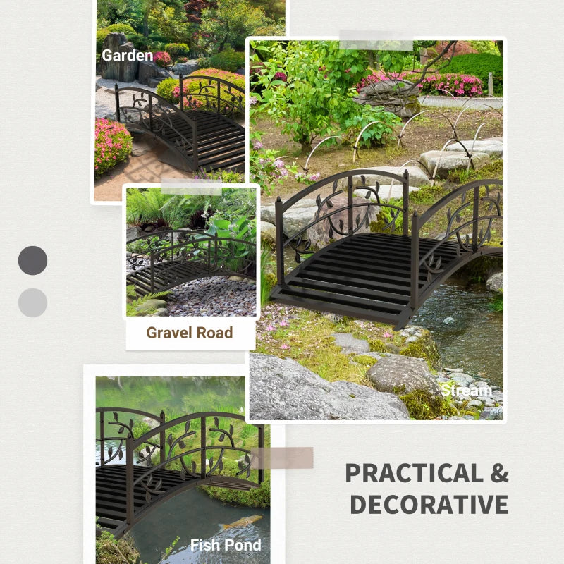 (1.2m) - Metal Decorative Garden Bridge with Floral Design