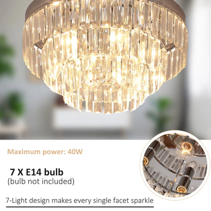 Round Crystal Chandelier Ceiling Light with 7 Light Sparkle Design