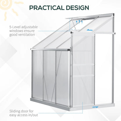 Wall Attached Walk-In Greenhouse with Adjustable Roof Vent