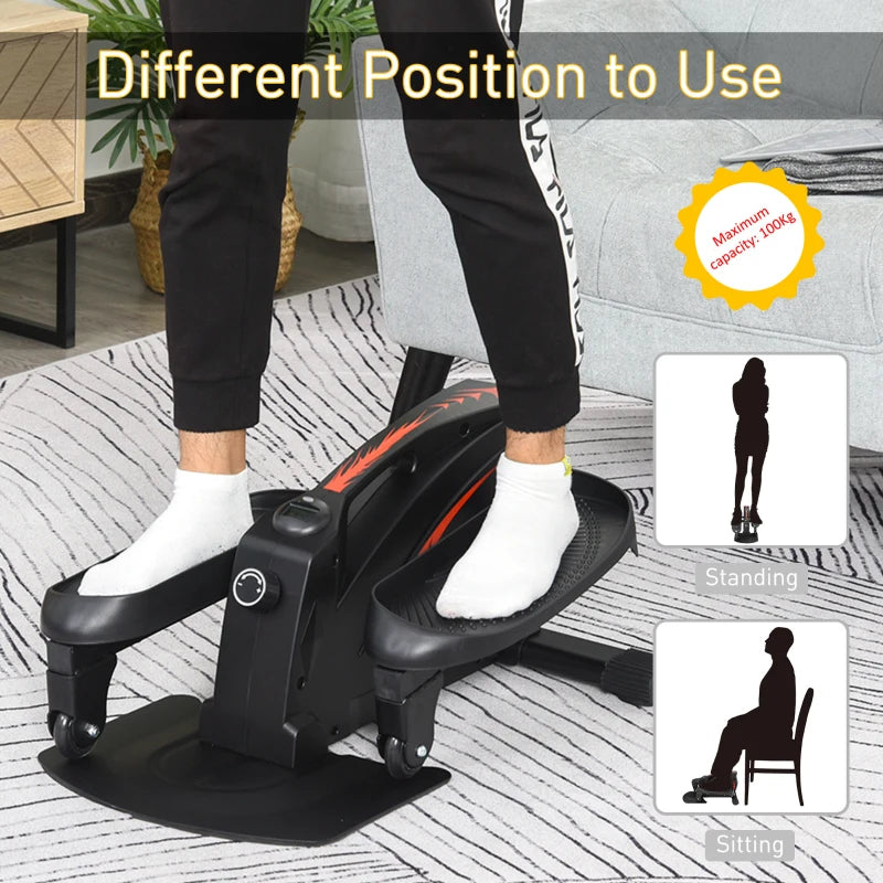 Mini Manual Elliptical Bike / Cross Trainer with Adjustable Resistance, LCD Screen and Anti Slip Pedals