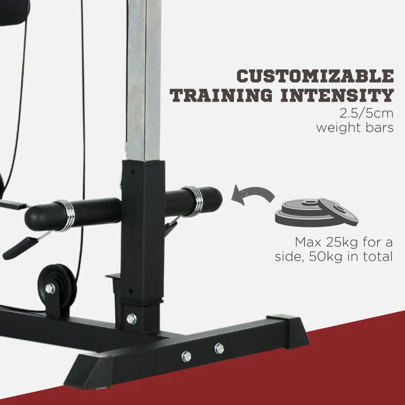 Lat Pull Down Machine / Cable Machine with Adjustable Kickplate / Footrest