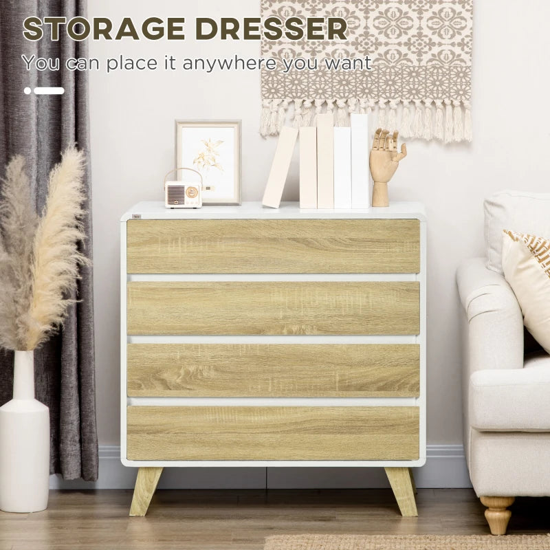 Two-Tone - 4-Drawer Storage - Modern Chest of Drawers with 4 Wooden Legs