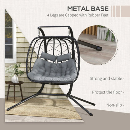 2 Seater Hanging Egg Chair with Steel Frame