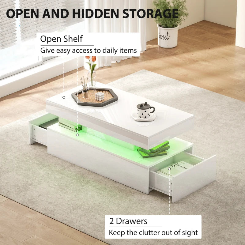 LED - Coffee Table with Storage Compartment